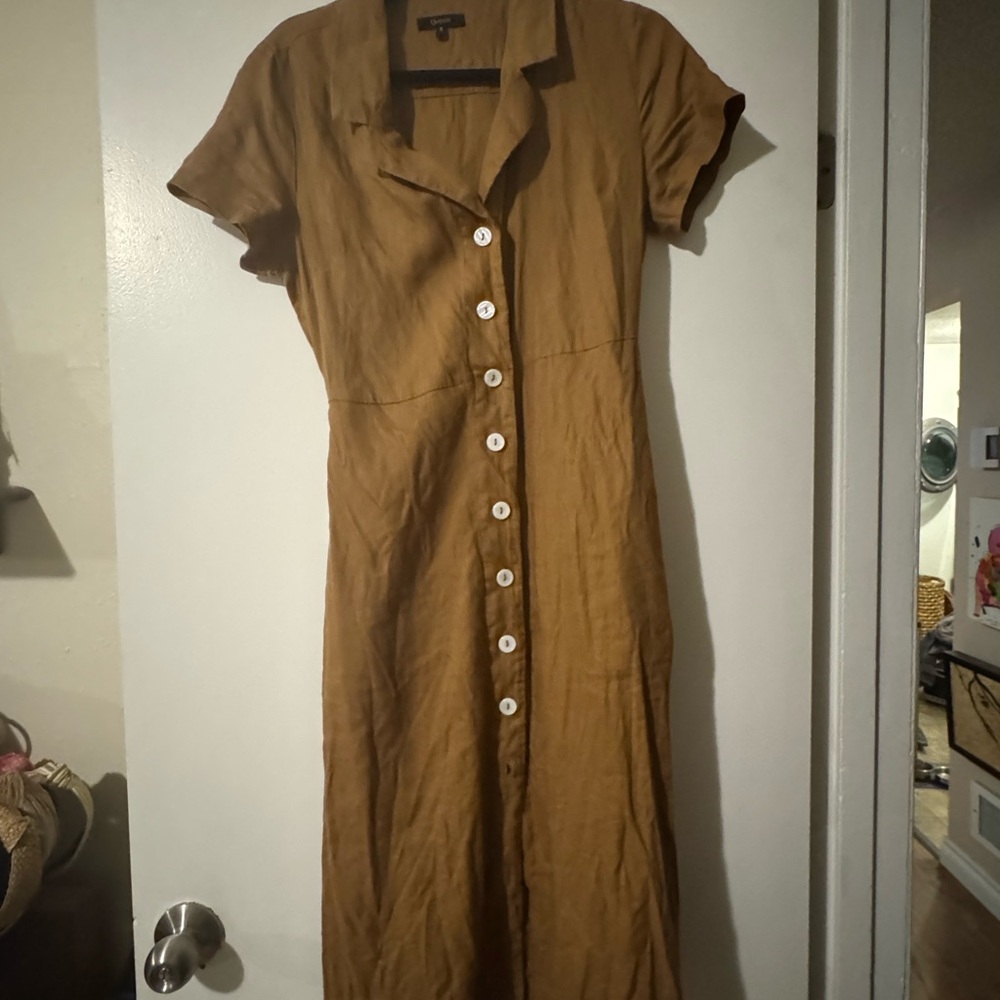 Quince Brown/Sienna Button-Down Midi Dress